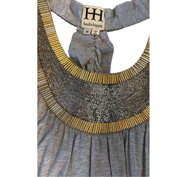 Haute Hippie Gray and Gold Halter Top - Picture 3 of 4